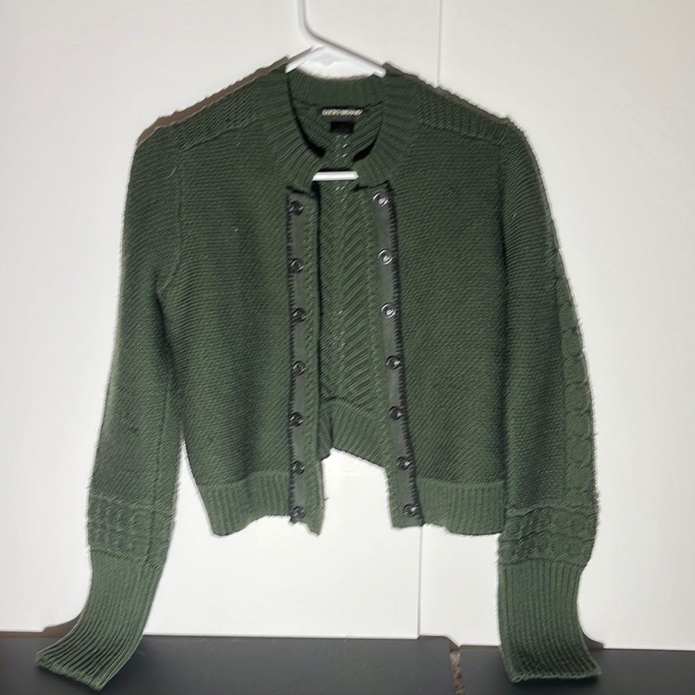 Lucky Brand Army Green Cropped knit sweater